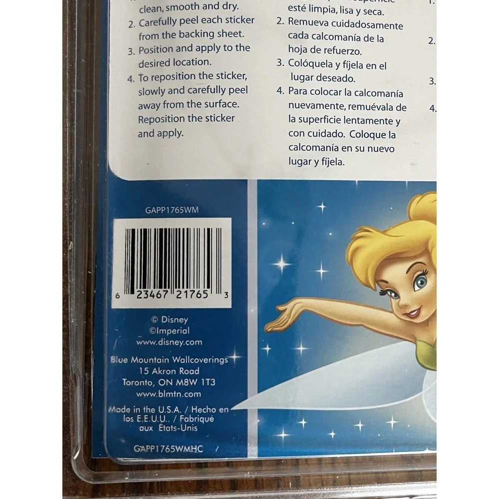 New Tinkerbell Disney Wall Decor Appliqués Self-Stick Wall Removable‎ Sticker